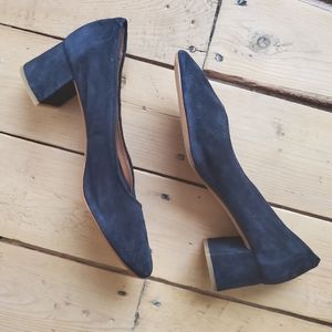 L'intervalle suede navy blue chunky heels size 37